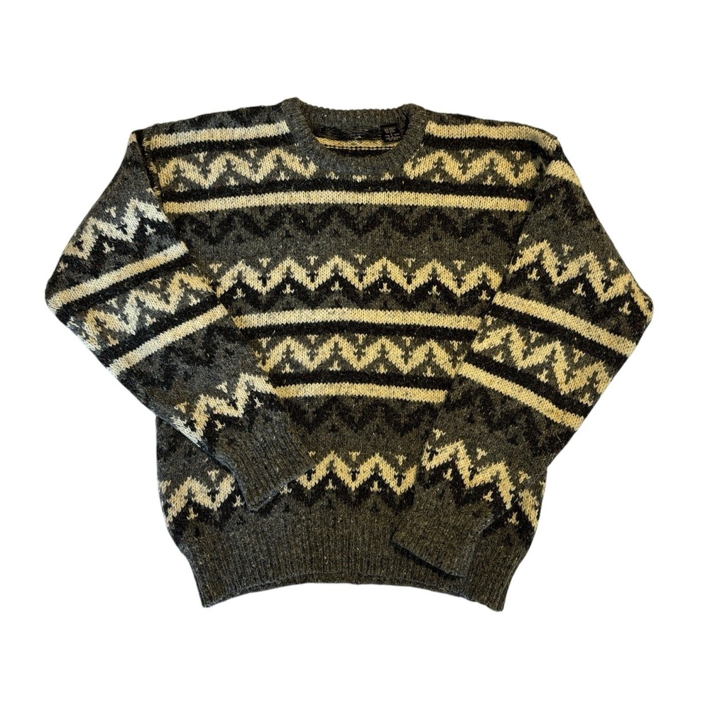 VTG Peter England 3D Chunky Knit Sweater Mens Large‎ Wool Blend Coogi